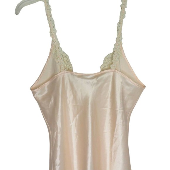 Vintage Dentelle Nightgown S Peach Pink Lace Trim Satin Polyester Made in USA - Picture 6 of 10